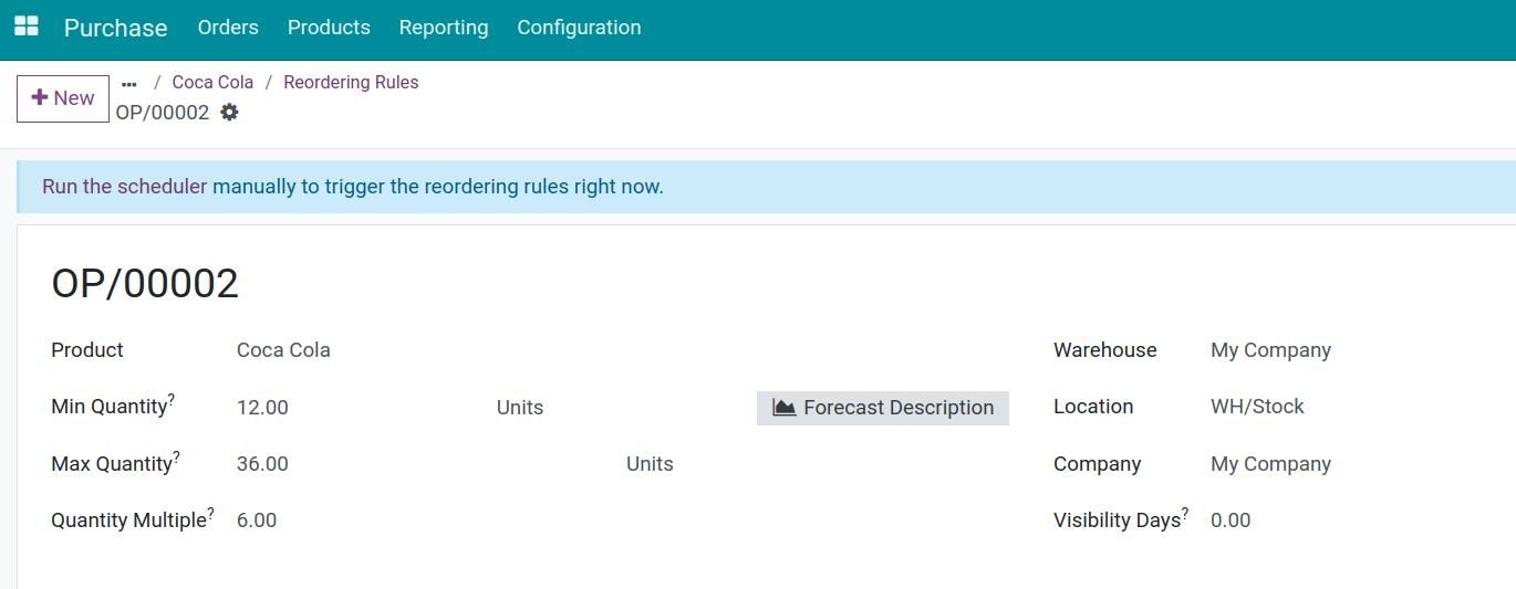 Reordering rule for a material in Viindoo Reordering rule for a material in Viindoo