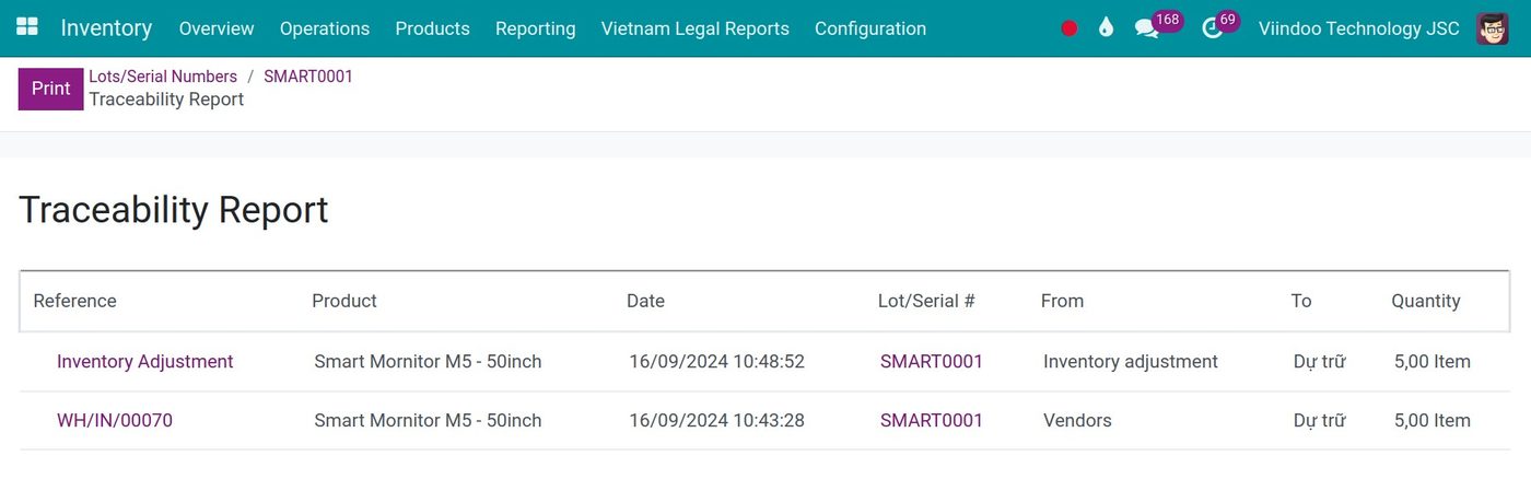 Lot traceability report in Viindoo Lot traceability report in Viindoo