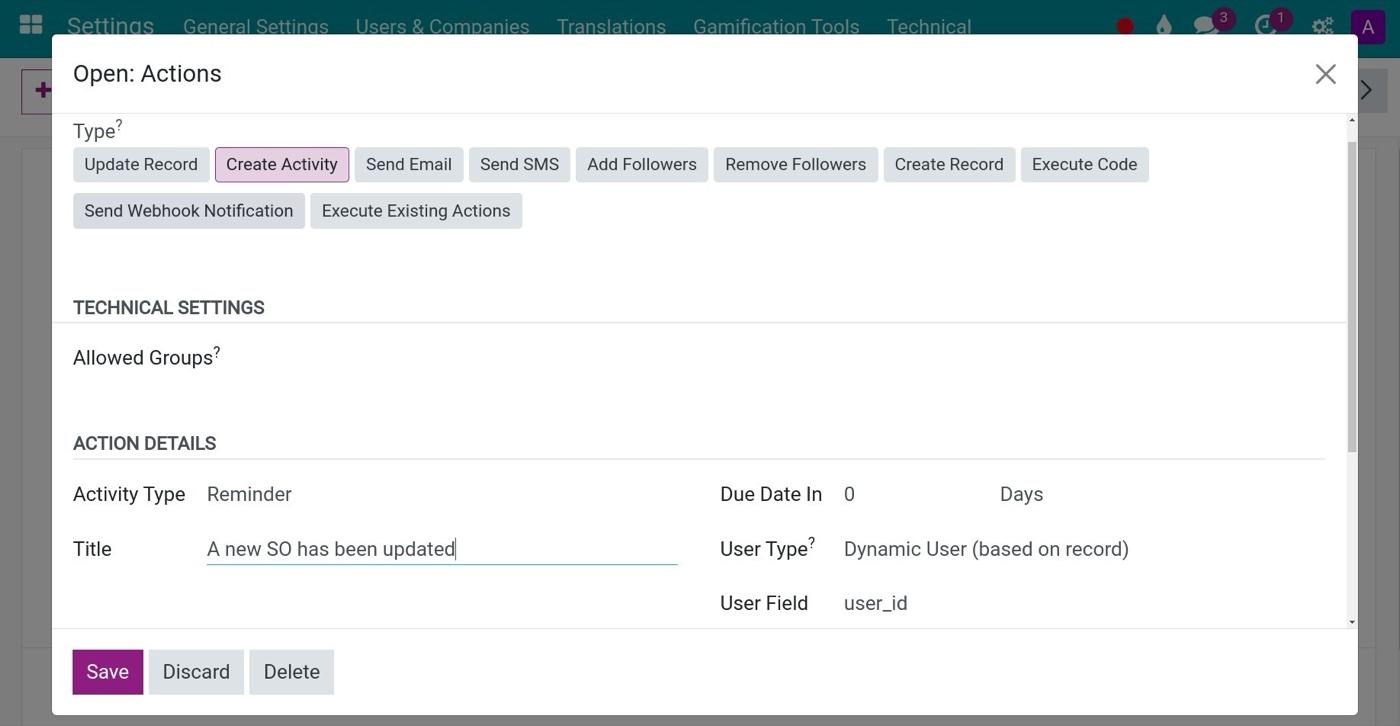 Automation rule action in Viindoo that schedules an activity: standardize before you automate, then configure Automation rule action in Viindoo that schedules an activity: standardize before you automate, then configure
