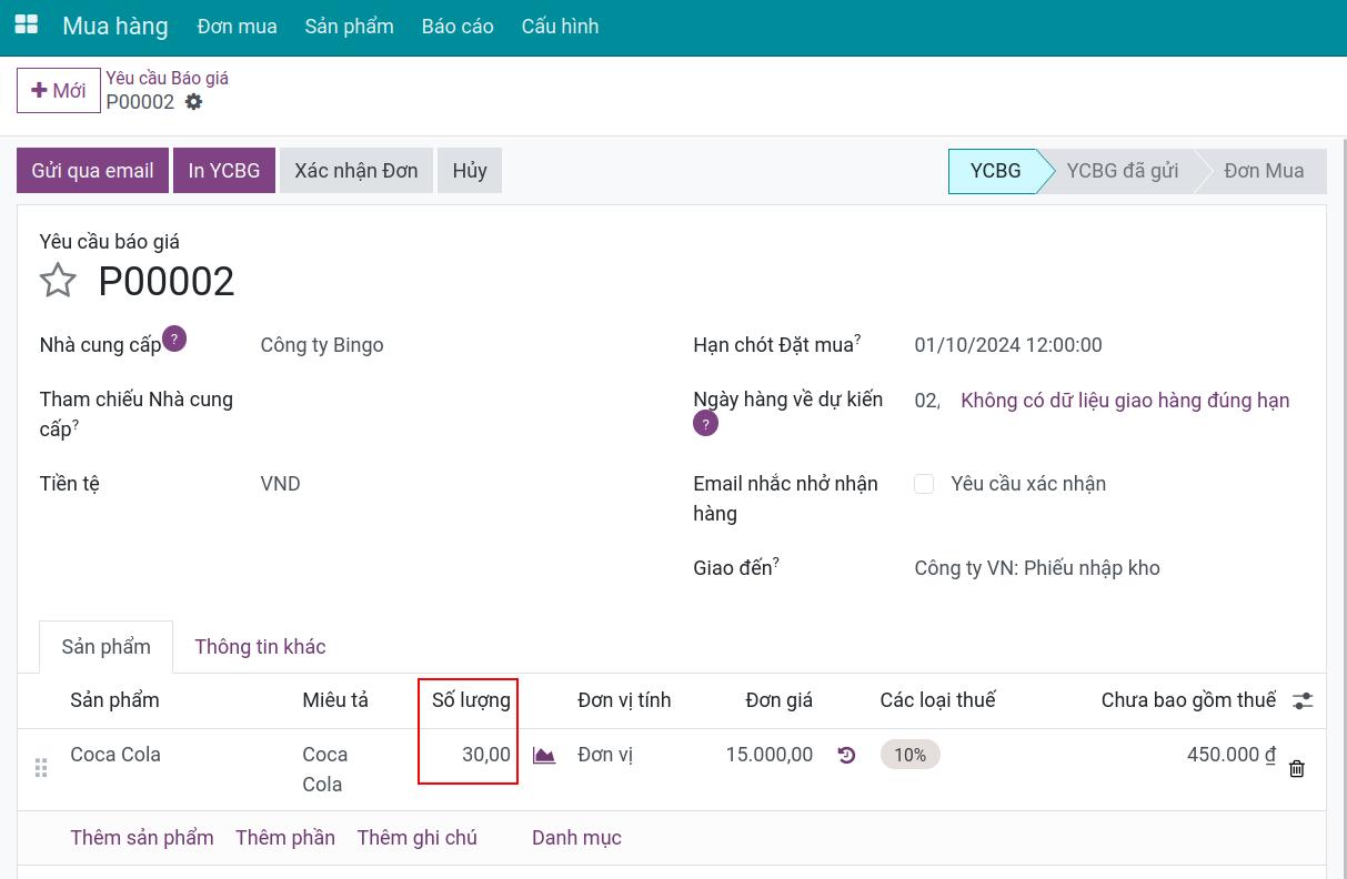 Đơn mua nháp trong Viindoo tạo từ quy tắc tái cung ứng: chuẩn hóa trước khi tự động hóa