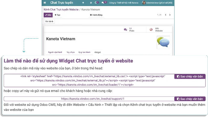 Gửi URL cuộc trò chuyện để nhận hỗ trợ nhanh chóng - Viindoo Live Chat