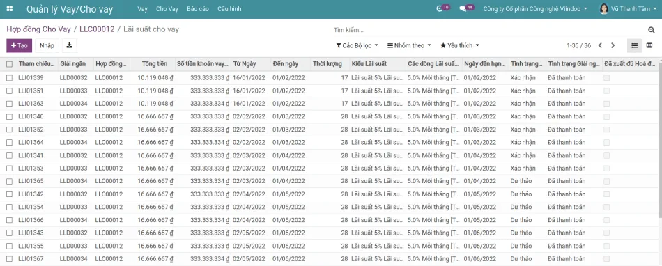 Viindoo Loan Management Interest rate automatically update in Loan Management Viindoo