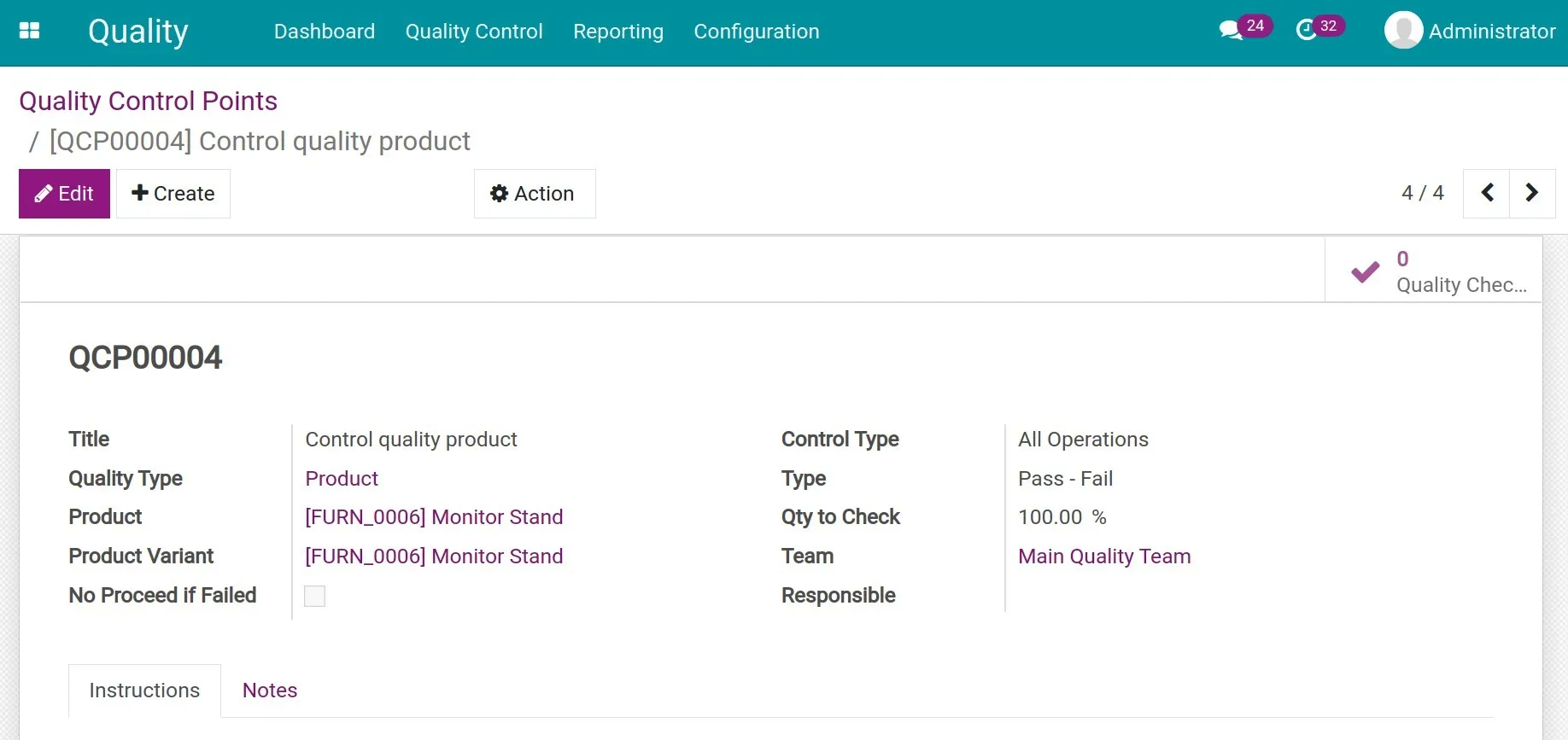 Quality control points - Viindoo Quality management software